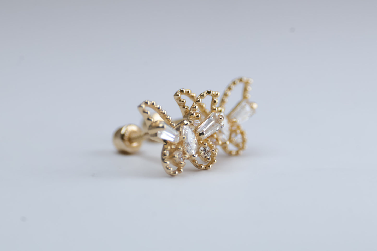 Broqueles Mariposa en Oro Amarillo 10k con Circonia Cod.14951