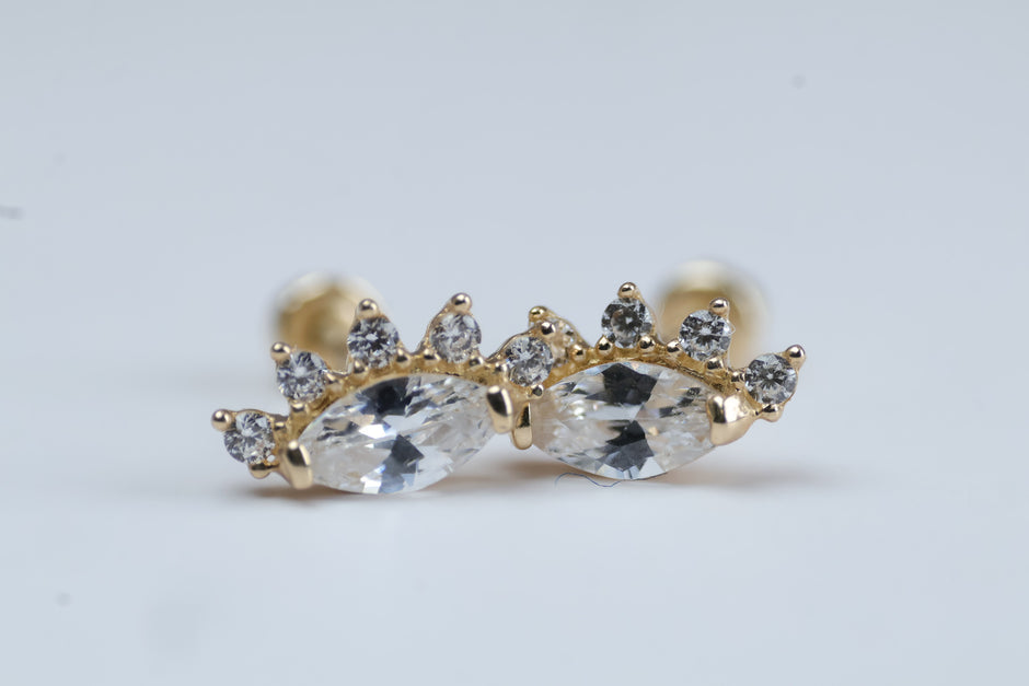 Broqueles Ojo en Oro Amarillo 10k Con Circonia  Cod.14953