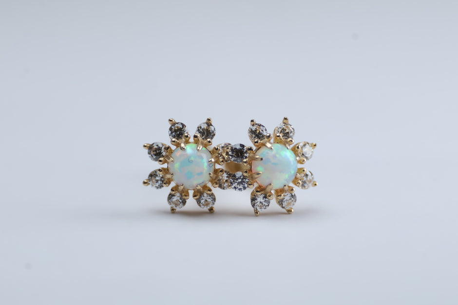 Broqueles Sol con Opalo en Oro Amarillo 10k Cod.14956