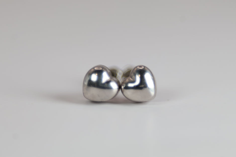 Broqueles Corazon en Oro Blanco 10k Cod.1919-10 4.5mm