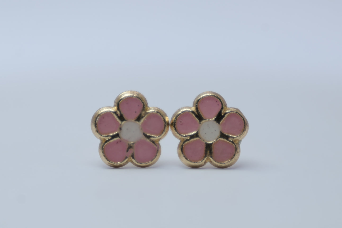 Broqueles Flor Rosa en Oro Amarillo 10k Cod.1919-13