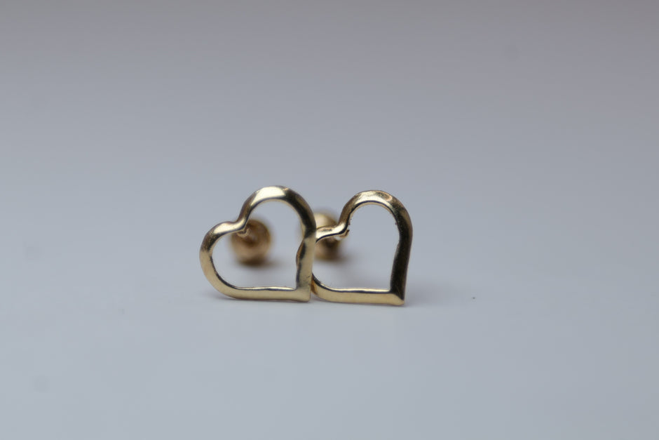 Broqueles Silueta Corazon en Oro Amarillo 10k Cod.1919-14 6mm