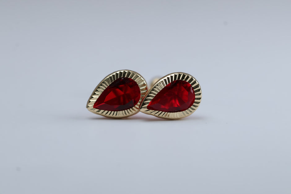 Broqueles Gota Diamantada en Oro Amarillo 10k con Circonia Cod.1919-28 7.5mm