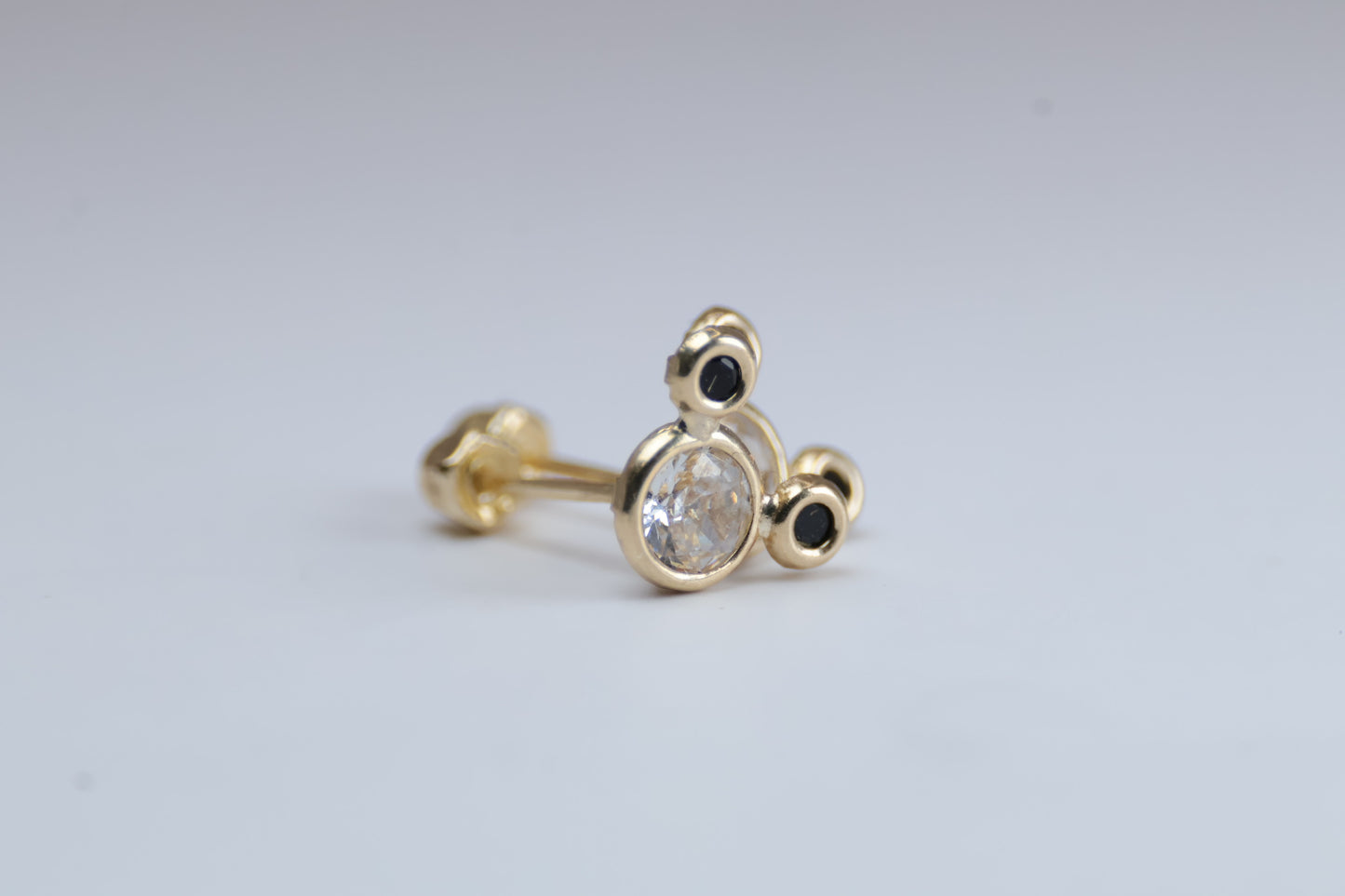 Broqueles Mickey con Circonia en Oro Amarillo 10k Cod.1919-35 6mm