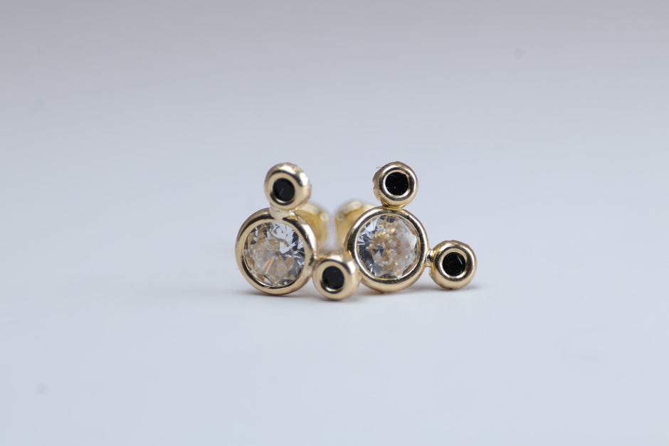 Broqueles Mickey  con Circonia en Oro Amarillo 10k  Cod.1919-35 6mm