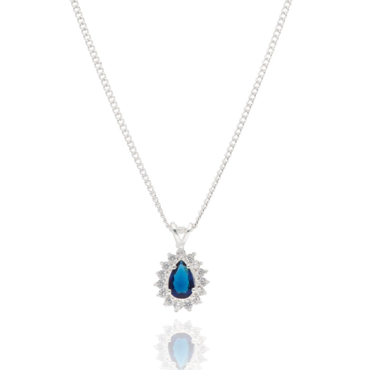 Collar Celeste en plata con circonia azul