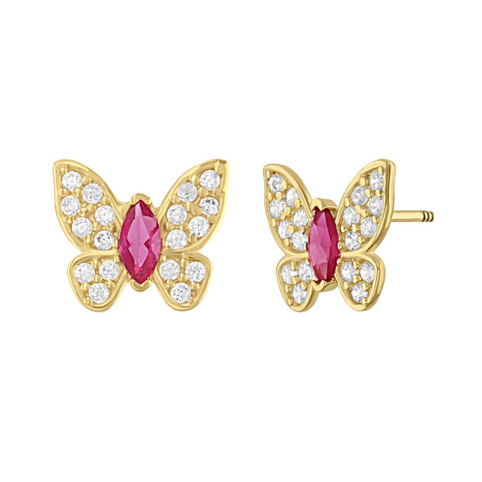 10k yellow gold die-cut bee studs with zircons Code: 14293 6.5mm