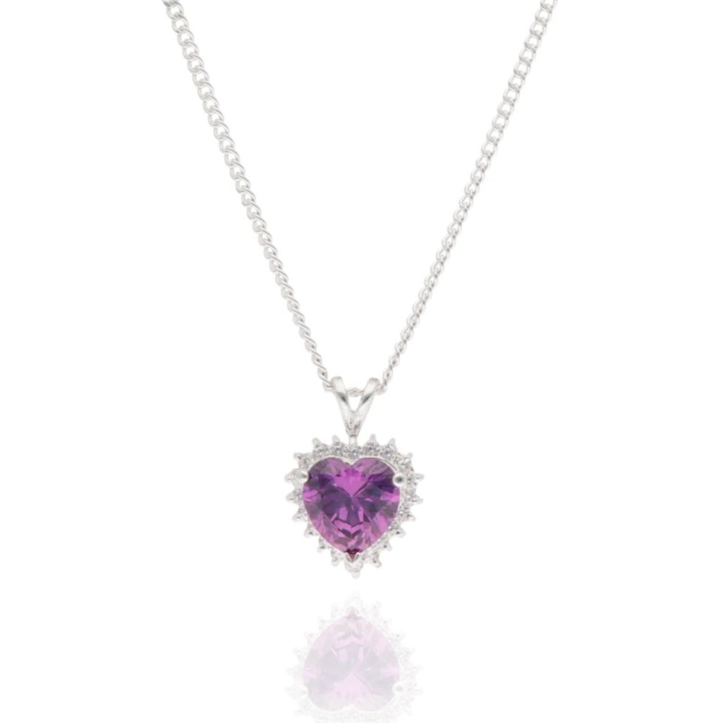 Collar Love en Plata con Circonia Morada