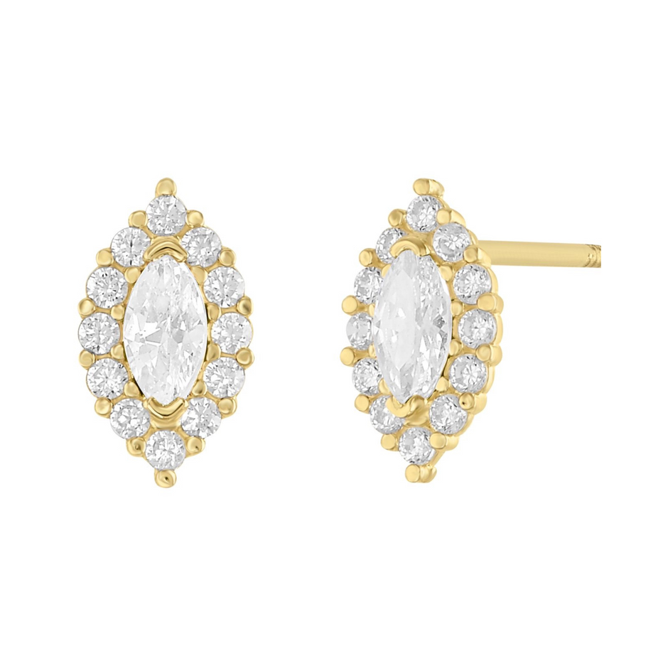 10k yellow gold die-cut bee studs with zircons Code: 14293 6.5mm