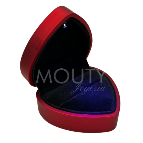 Estuche para anillo en forma de corazón con luz LED (no incluye anillo)