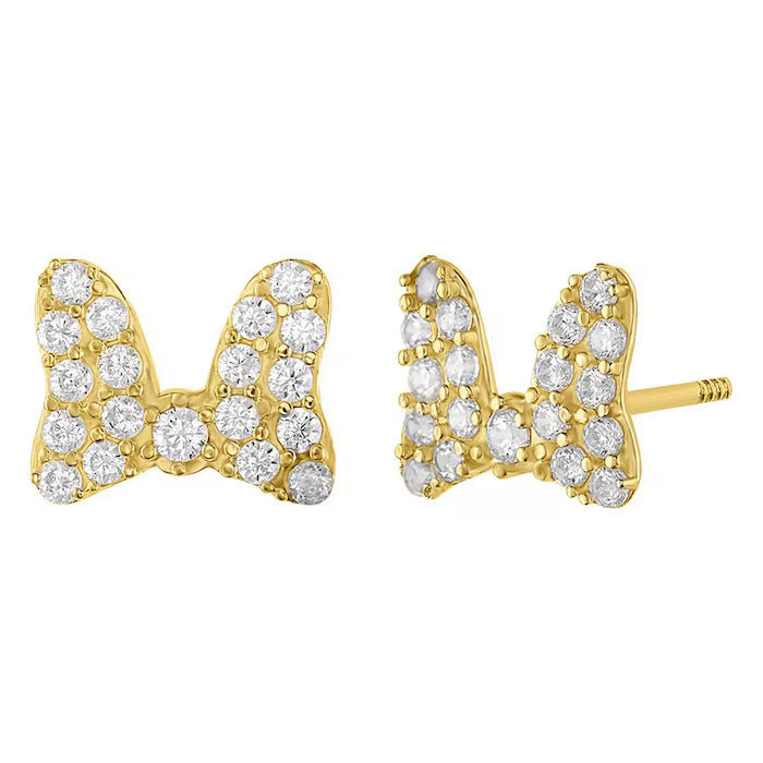 Broqueles moño Minnie oro amarillo 10k con circonias Disney®️