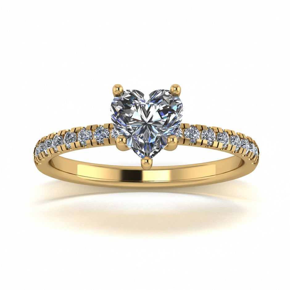 Anillo Val en oro corte corazón