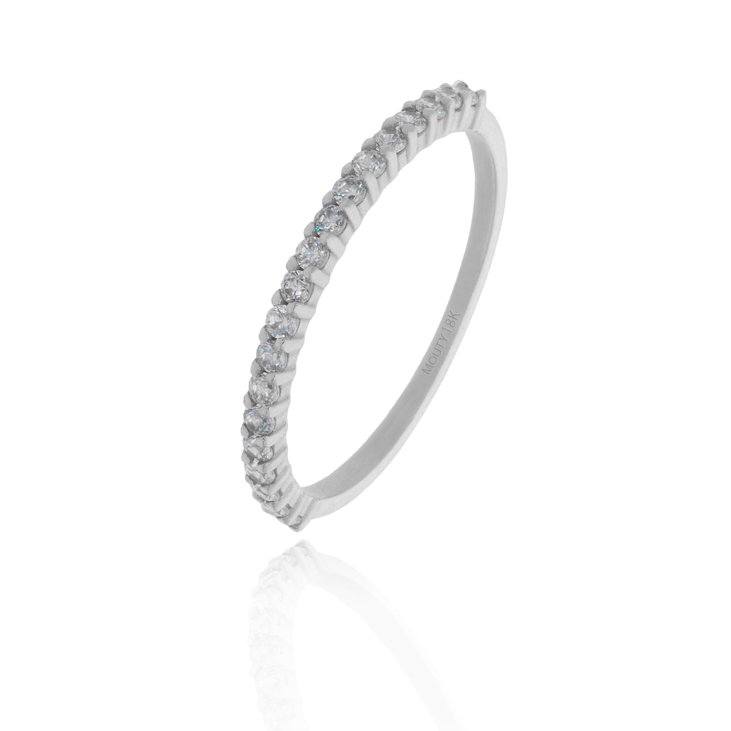 Anillo media Churumbela maybe en Oro blanco de 18k con Circonias