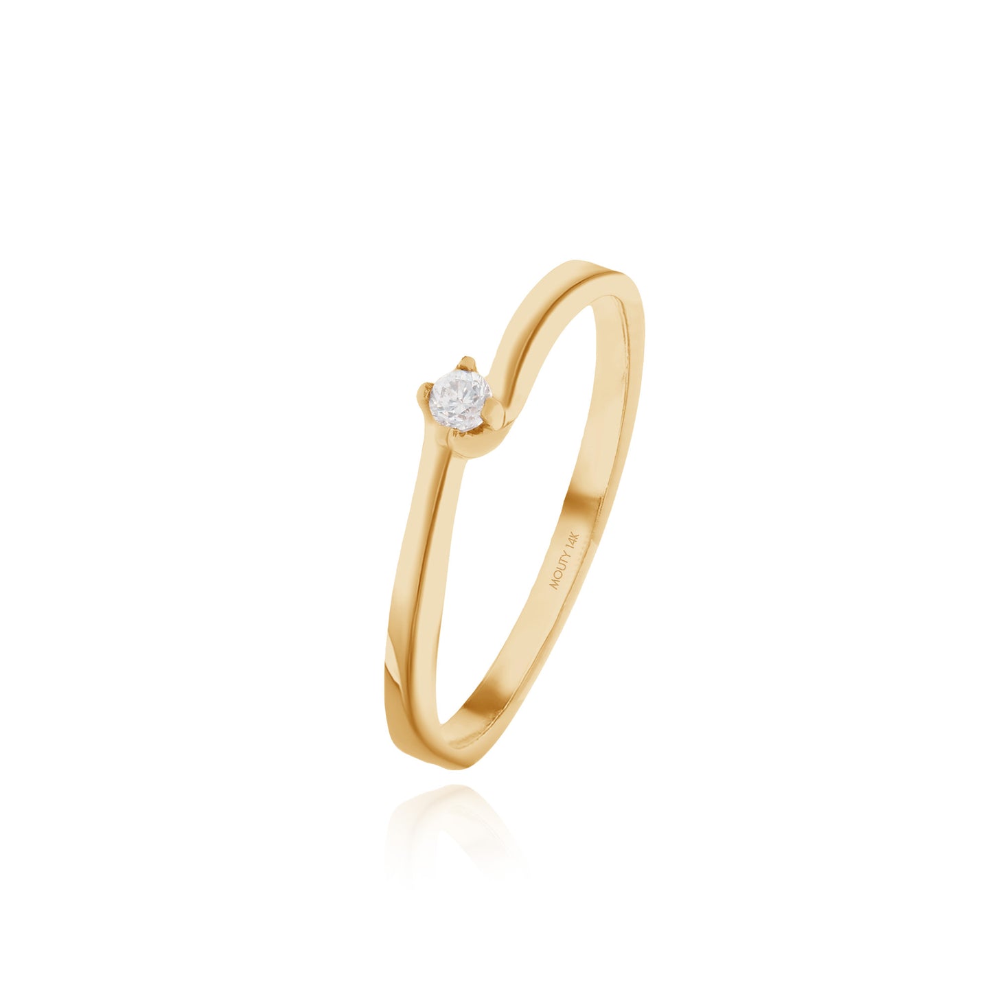 Anillo Olivia en oro amarillo 14k con circonia