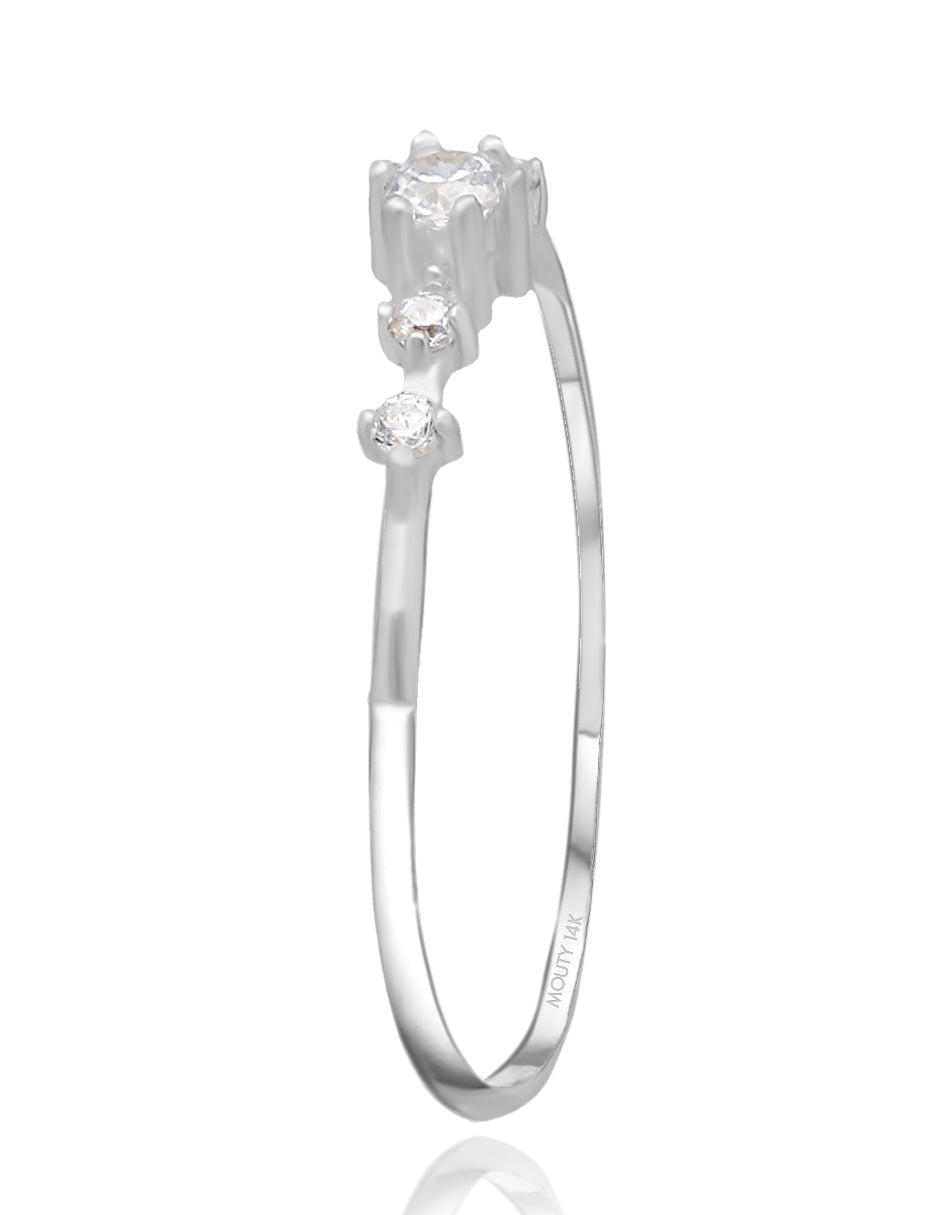 Anillo Ariana en Oro Blanco de 14k con circonias