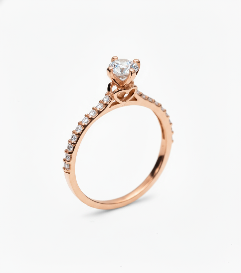 Anillo Arnel en oro rosa 10k con circonias