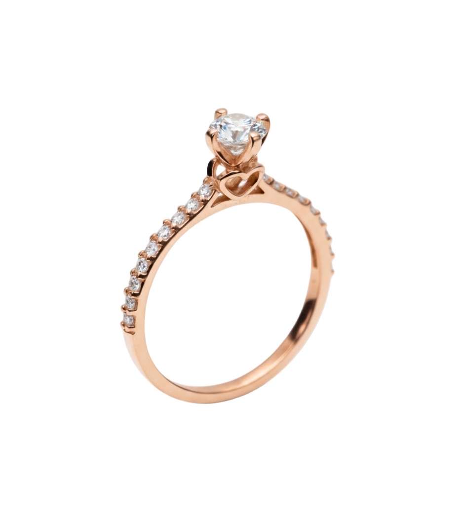 Anillo Arnel en oro rosa 10k con circonias