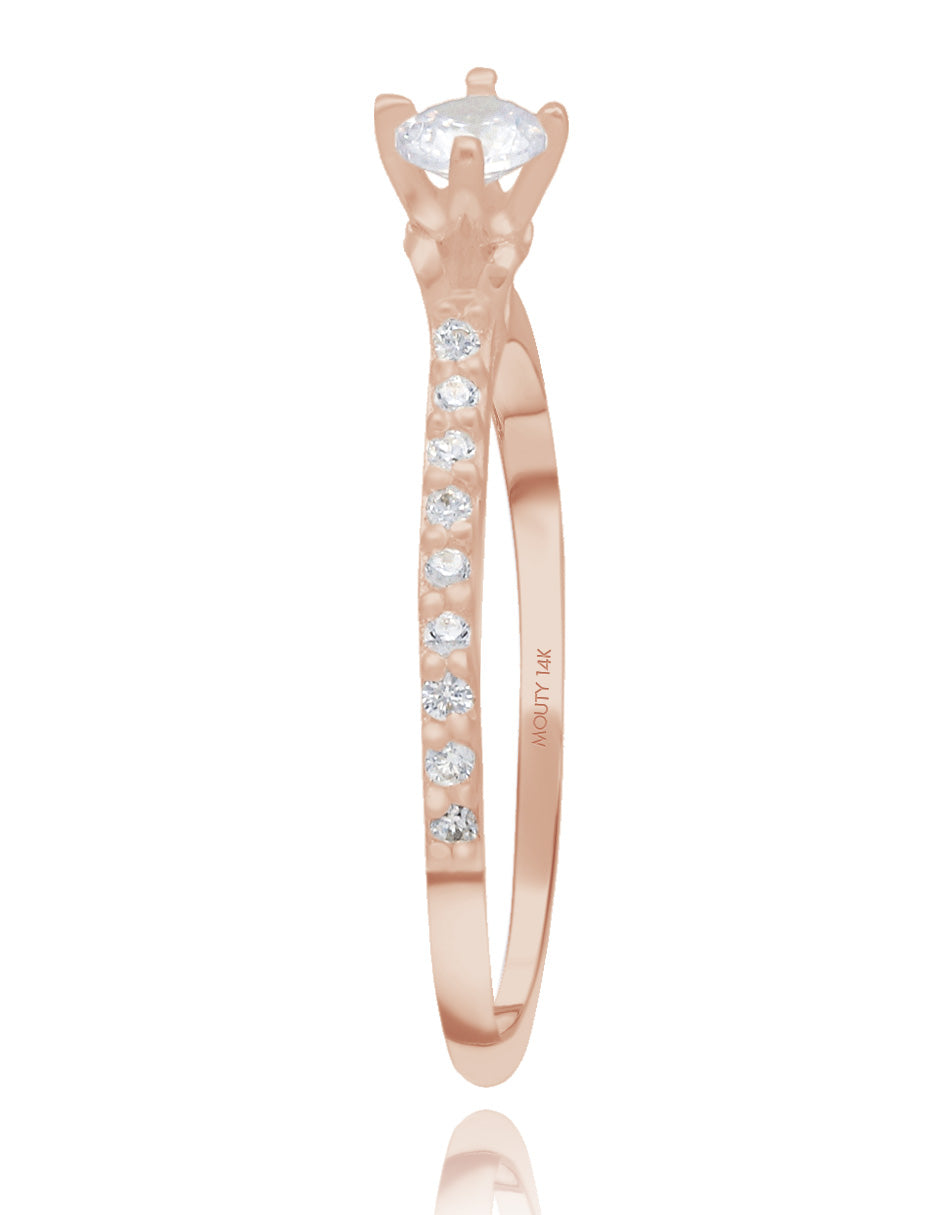 Anillo Arnel en oro rosa 10k con circonias
