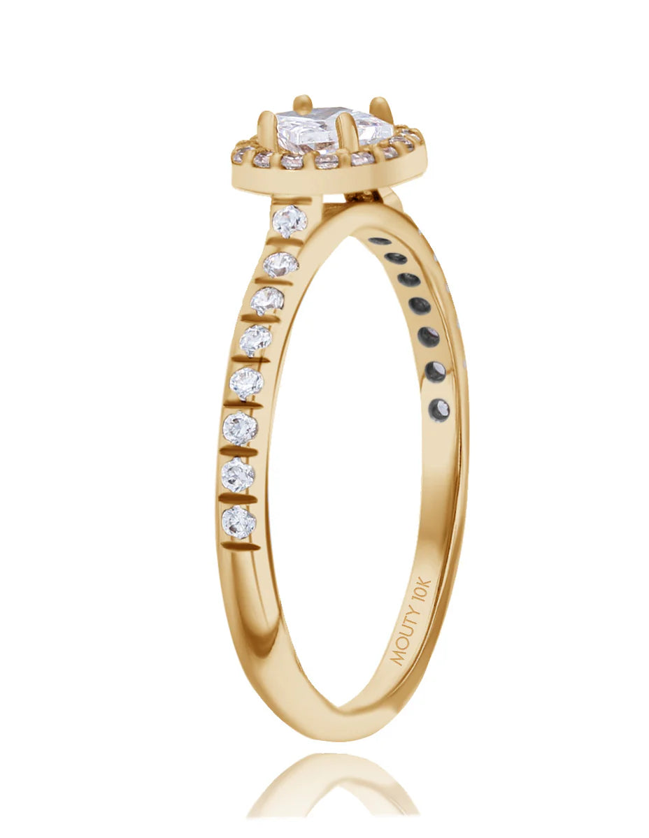 Anillo Alondra en oro amarillo 10k con circonias