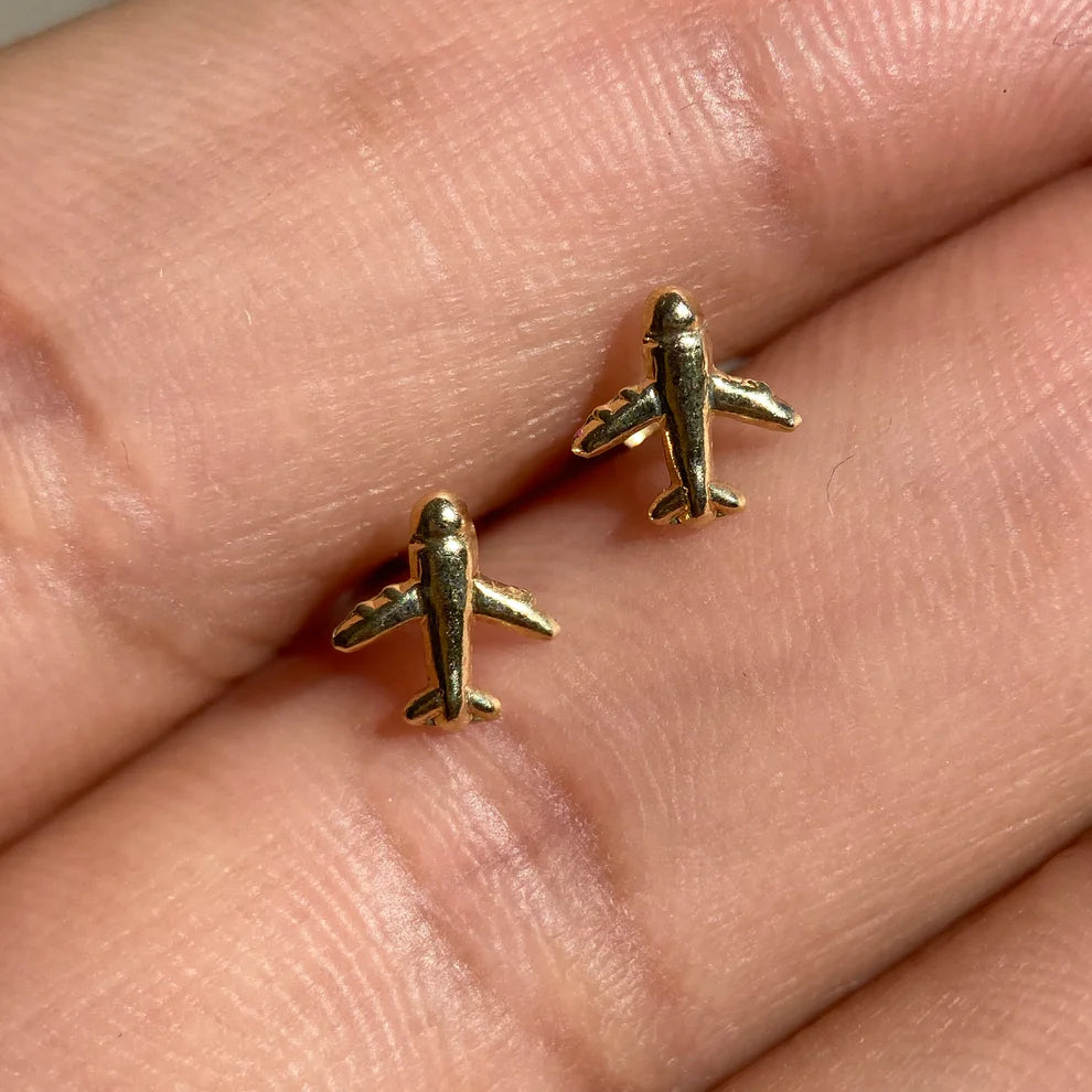 Broqueles Avion en Oro Amarillo 10k Cod. BRO326 6.5mm