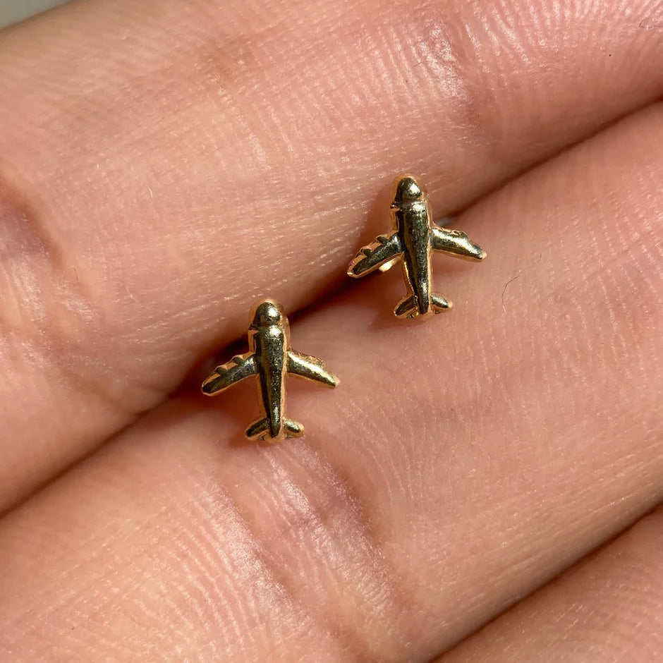 Broqueles Avion en Oro Amarillo 10k Cod. BRO326 6.5mm