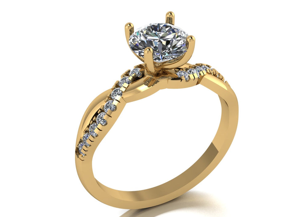 Anillo Zacil en Oro corte redondo