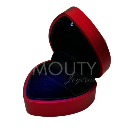 Estuche para anillo en forma de corazón con luz LED (no incluye anillo)