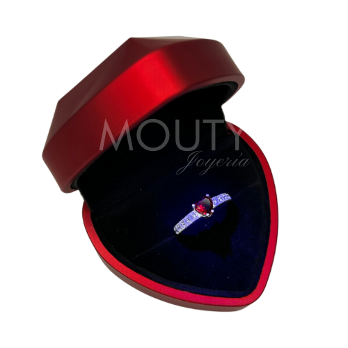 Estuche para anillo en forma de corazón con luz LED (no incluye anillo)