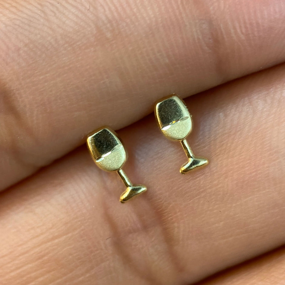 Broqueles Copa Vino en Oro Amarillo 10k Cod.BRO190 7.5mm