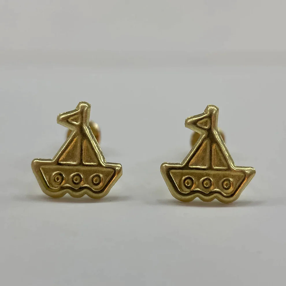 Broqueles Barco en Oro Amarillo 10k Cod.Bro192 8mm