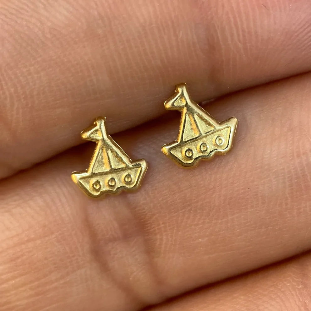 Broqueles Barco en Oro Amarillo 10k Cod.Bro192 8mm