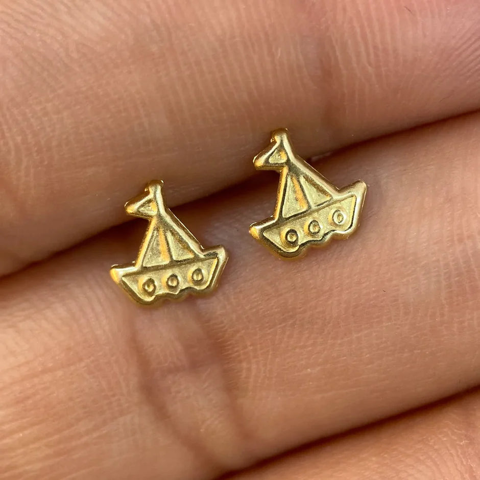 Broqueles Barco en Oro Amarillo 10k Cod.Bro192 8mm