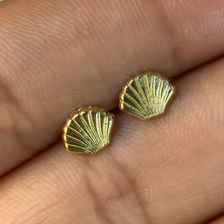 Broqueles Concha de Mar en Oro Amarillo 10k Co. BRO201 6mm