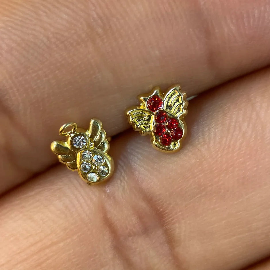 Broqueles Conciencia en Oro Amarillo 10k con Circonias Cod.BRO211 6.5mm