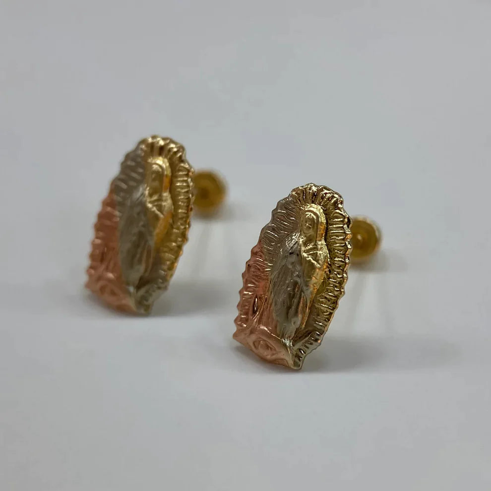 Broqueles Virgen Guadalupe en Oro Florentino 10k Cod.212 9.5cm