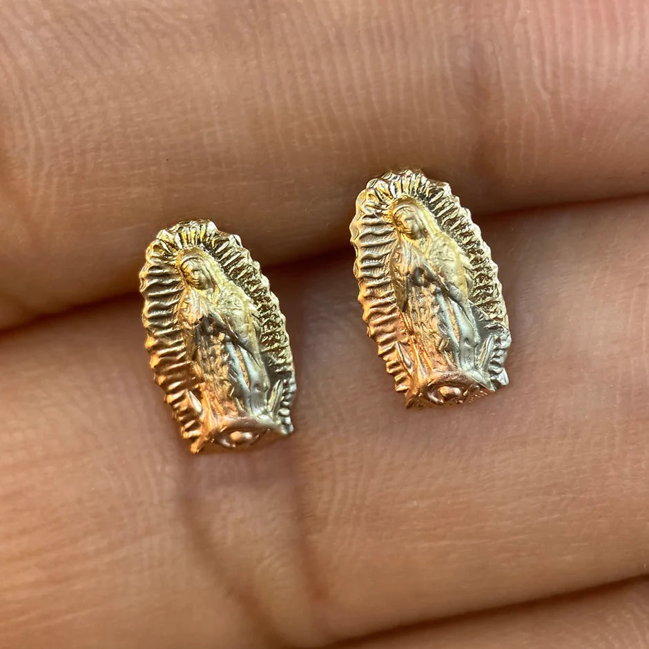 Broqueles Virgen Guadalupe en Oro Florentino 10k Cod.212 9.5cm