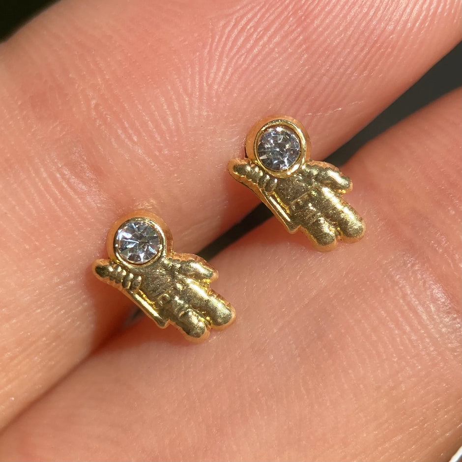 Broqueles Astronauta en Oro Amarillo 10k Cod.BRO249 8mm