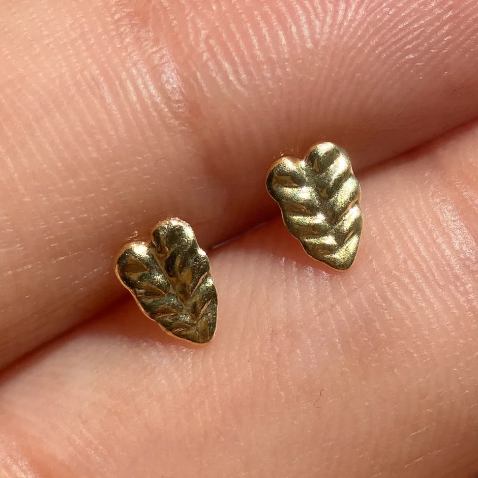 Broqueles Hoja en Oro Amarillo 10k Cod.BRO263 6mm