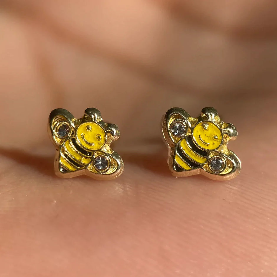 Broqueles Abeja en Oro Amarillo 10k Cod.BRO274 6.5mm