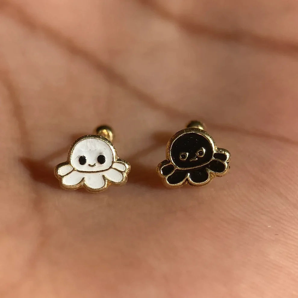 Broqueles Pulpo en Oro Amarillo 10k Cod. BRO279 5.5mm