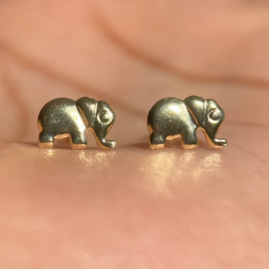 Broqueles Elefante en Oro Amarillo 10k Cod.BRO280