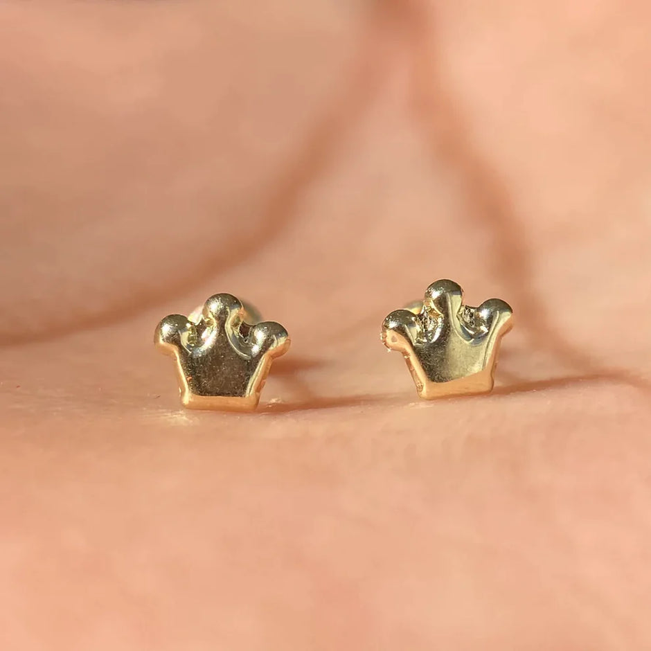 Broqueles Coronita Oro Amarillo 10k Cod. BRO320 4mm