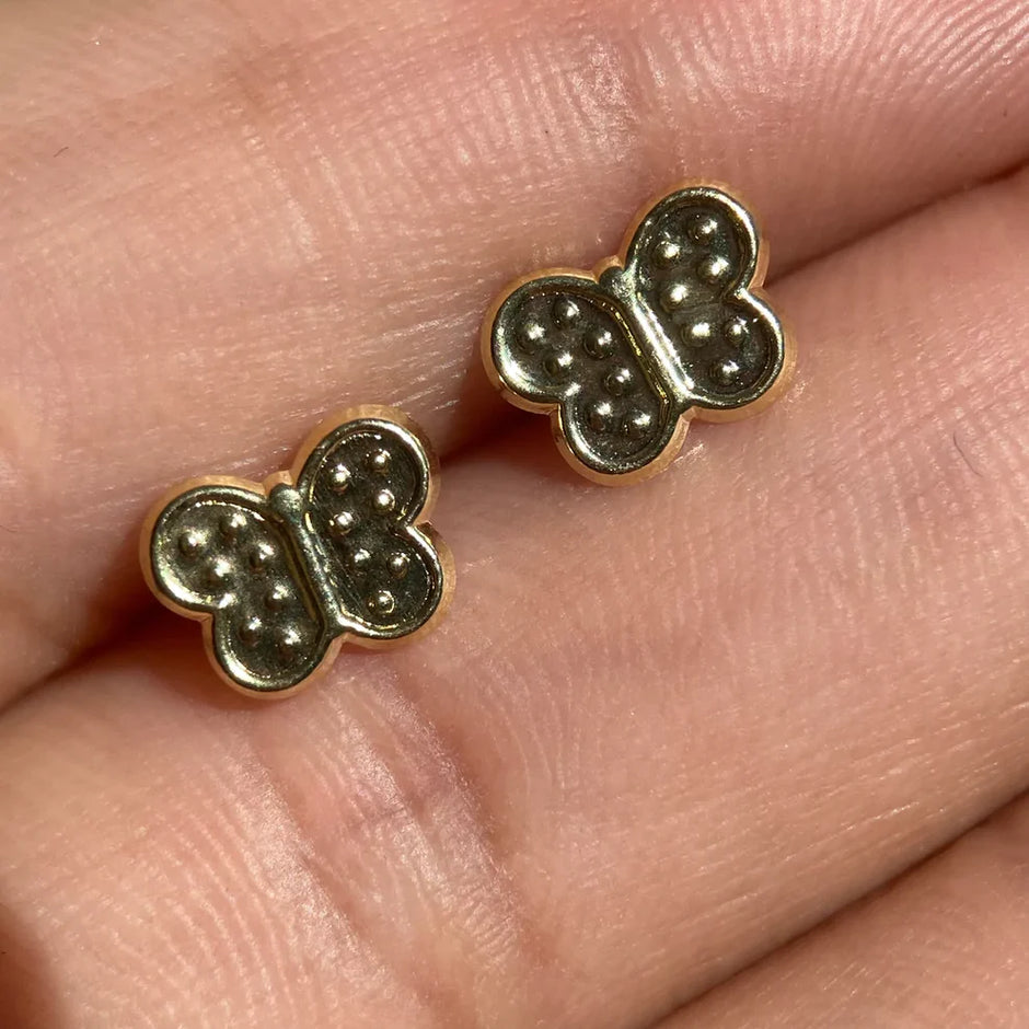 Broqueles Mariposa en Oro Amarillo 10k Mod.Bro330 8.5mm