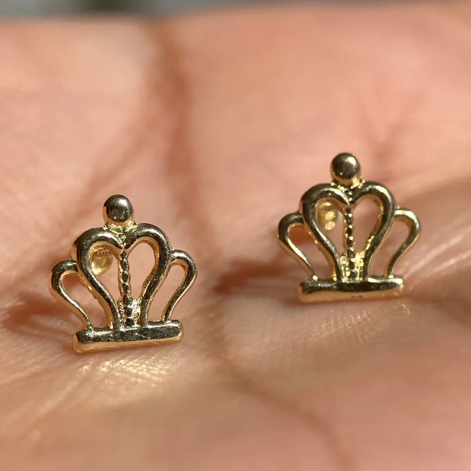 Broqueles Corona en Oro Amarillo 10k Cod.BRO336 9mm