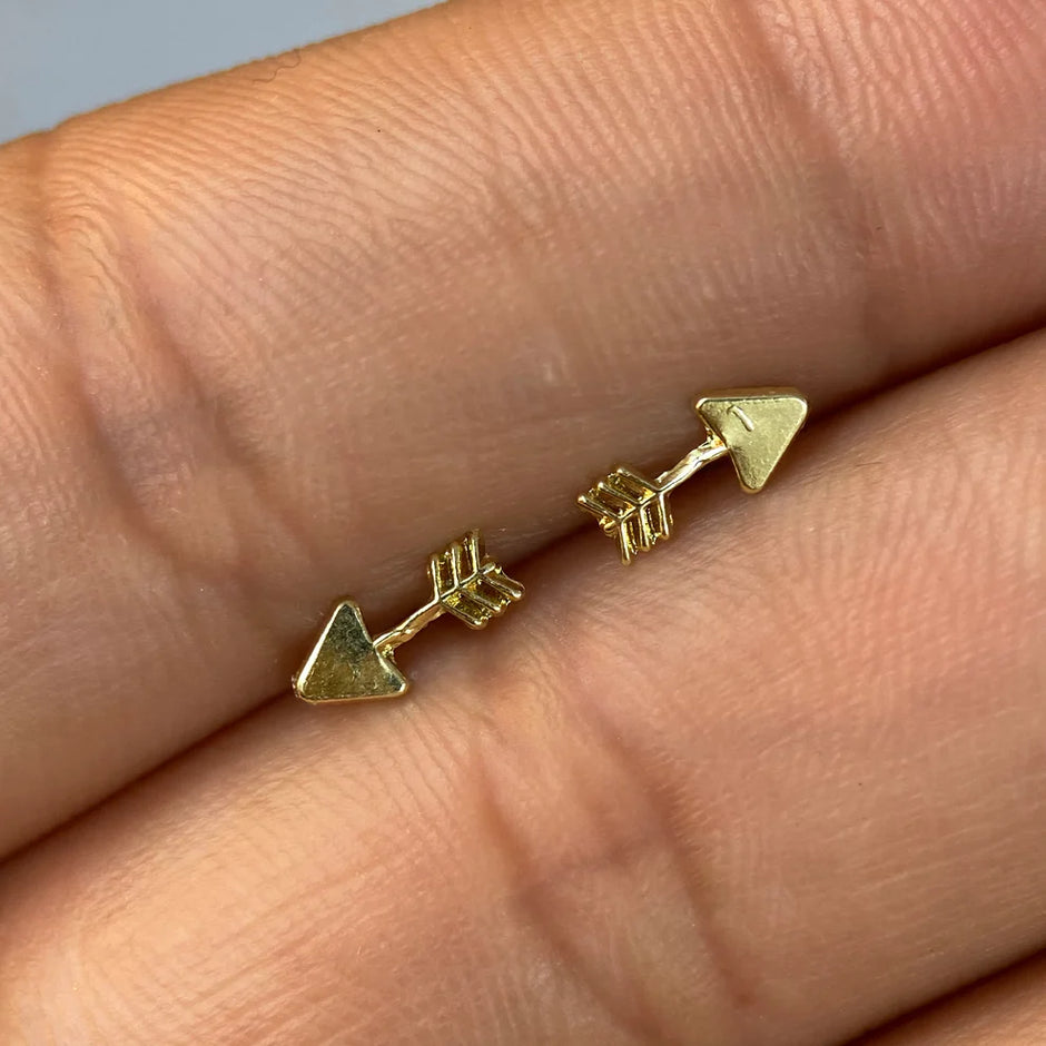 Broqueles Flecha en Oro Amarillo 10k Cod.BROML011 7mm