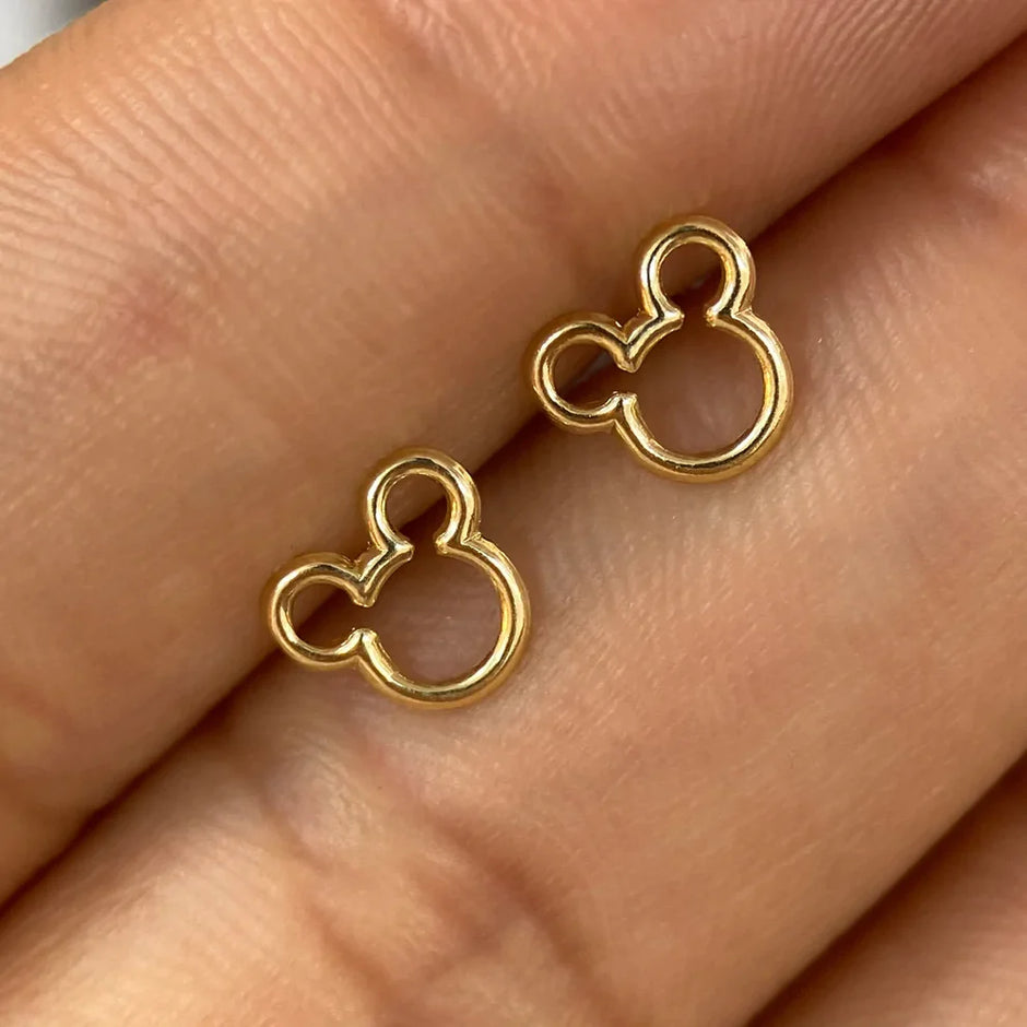 Broqueles Silueta Mickey en Oro Amarillo 10k Cod.BROML016 7.5mm