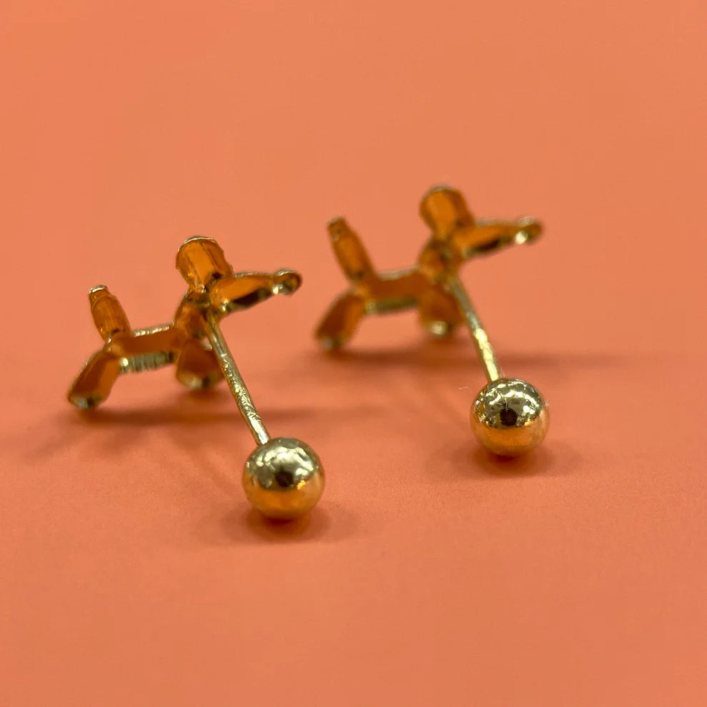 Broqueles Perro Globo en Oro Amarillo 10k Cod.BRO010 7mm
