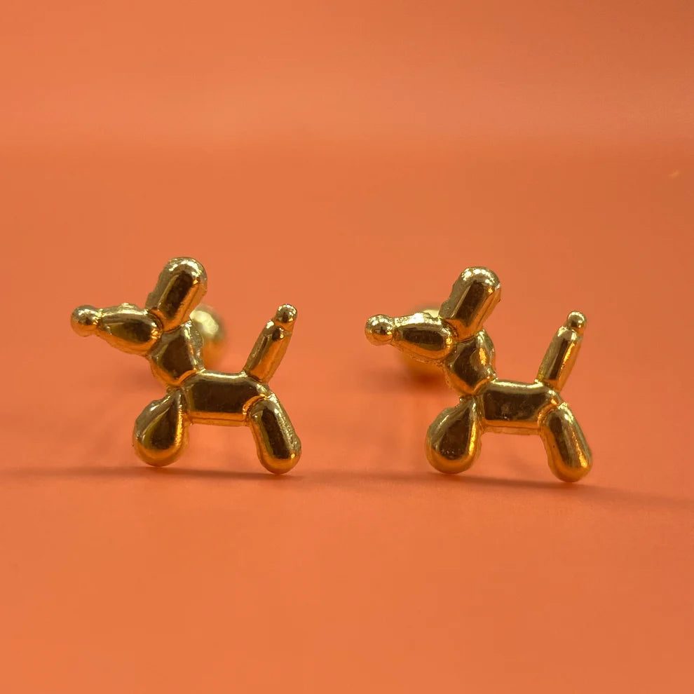 Broqueles Perro Globo en Oro Amarillo 10k Cod.BRO010 7mm