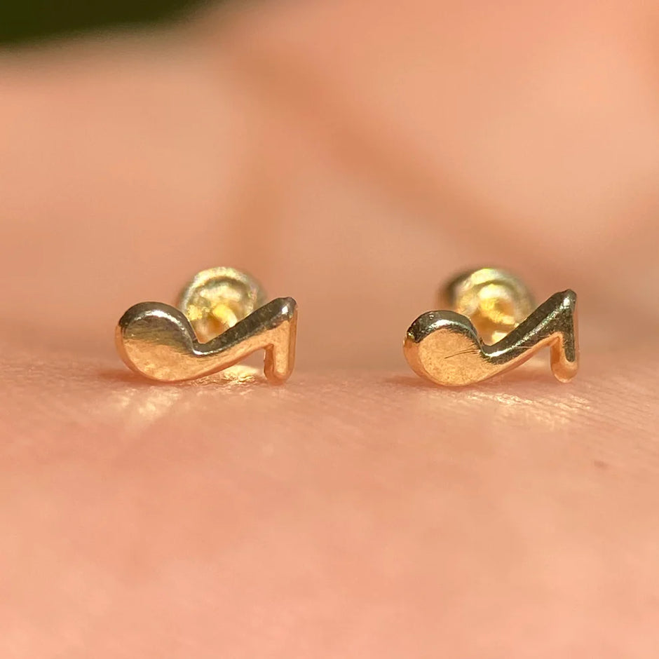 Broqueles Nota Musical en Oro Amarillo 10k Cod.BRO400