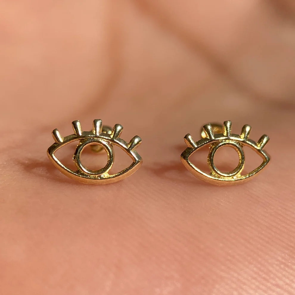 Broqueles Silueta Ojo Turco en Oro Amarillo 10k Cod.BRO252 8mm